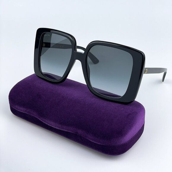 NEW Gucci GG1314S 001 Black Dark Grey Oversized Square Women Sunglasses - Picture 1 of 11